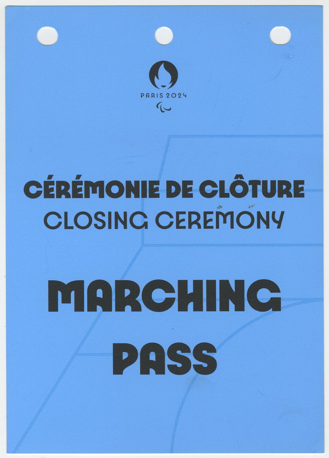 Marching pass Cérémonie de clôture Jeux Paralympiques Paris 2024