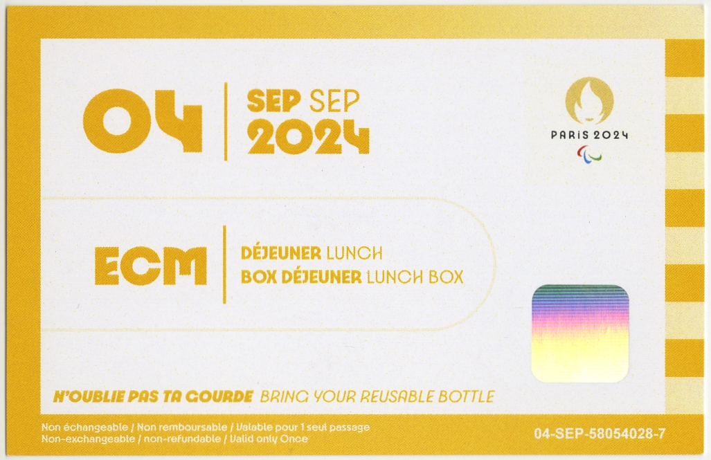 Entrada para el almuerzo del 4 de septiembre en los Juegos Paralímpicos de París 2024