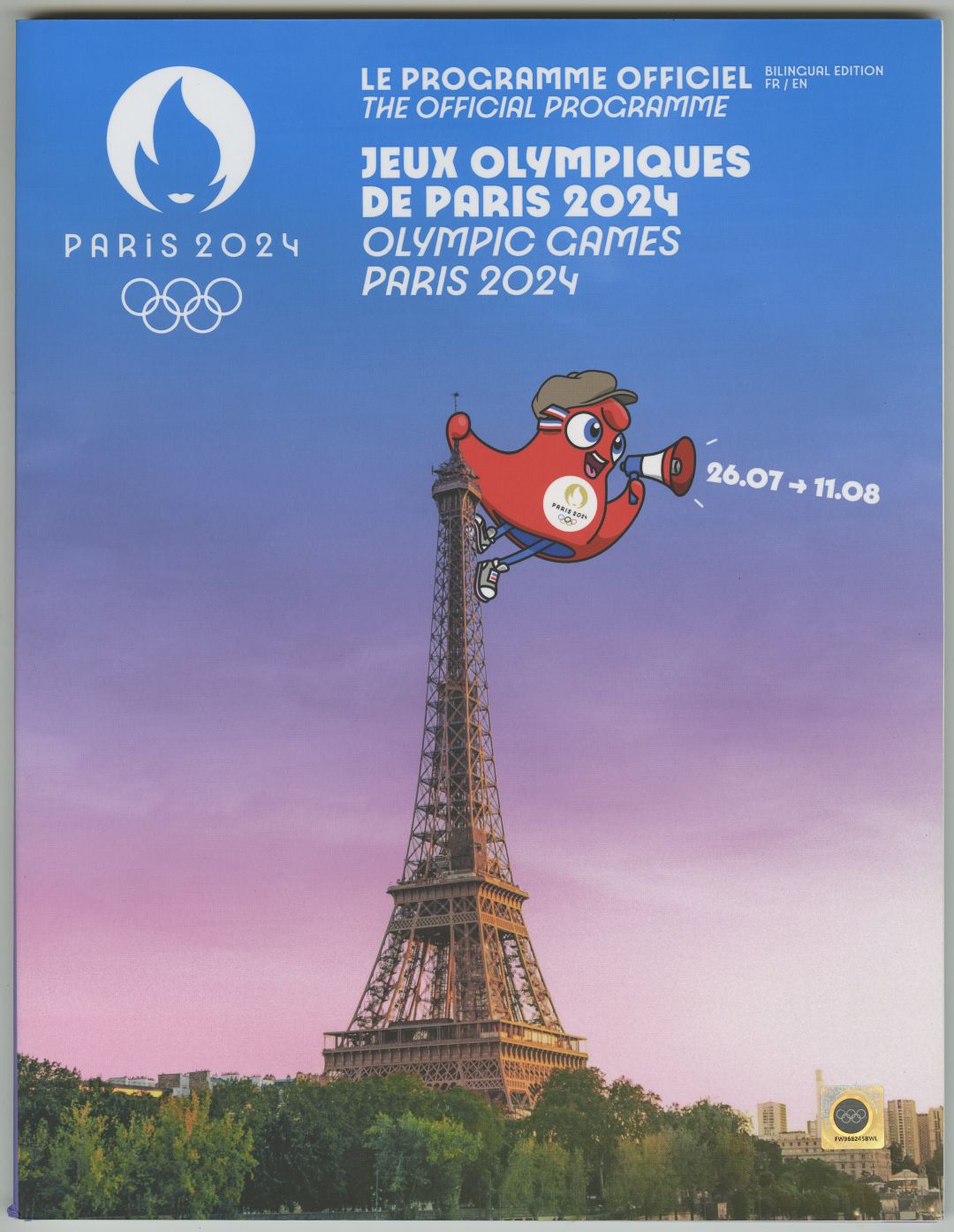 Programme officiel des Jeux Olympiques (recto) et Paralympiques (verso) de Paris 2024