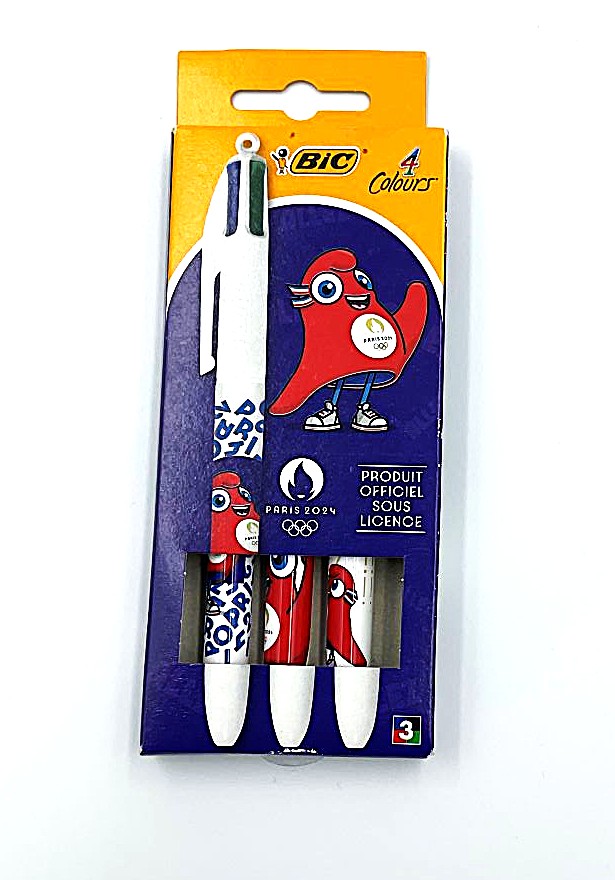 Lot de 3 Stylos 4 couleurs Phryge PARIS 2024